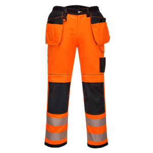 Augstas redzamības darba bikses Hi-Vis Vision T501 ar daudzfunkcionālām kabatām un ceļsargu vietām