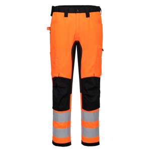 CD848 WX2 ECO Hi-Vis Stretch darba bikses – oranžas/melnas, elastīgas, ar atstarojošām joslām