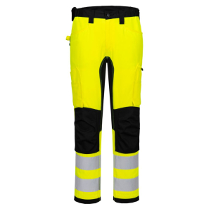 CD848 WX2 ECO Hi-Vis Stretch darba bikses – dzeltenas/melnas, elastīgas, ar atstarojošies elementiem