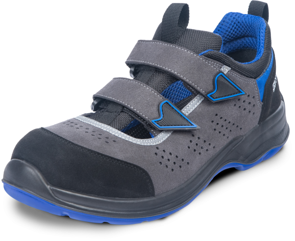 COMO MF ESD S1PS SR drošības sandales pelēkas/zilas – vieglas, elpojošas, bez metāla