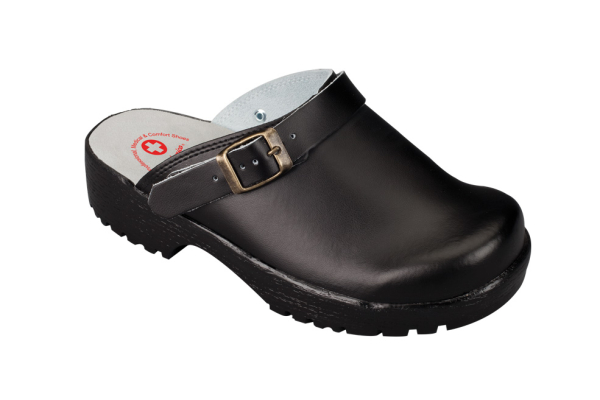 Julex 3132 Black Leather Occupational Clogs, Non-Perforated