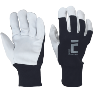 Alcotan combination work gloves made of goat leather with a knitted cuff.