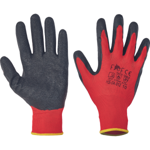FF HORNBILL LIGHT red/black лёгкие бесшовные рабочие перчатки с латексным покрытием